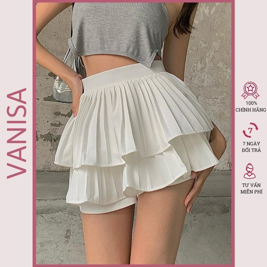 Chân váy nữ tennis xếp ly 2 tầng ngắn công sở bigsize trắng ulzzang đẹp cao cấp giá rẻ VANISA CV020