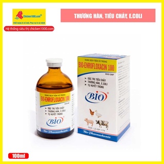 Thú y enrofloxacin 100 dùng cho vật nuôi heo, bò, gà, dê, vịt bị viêm ruột, tiêu chảy