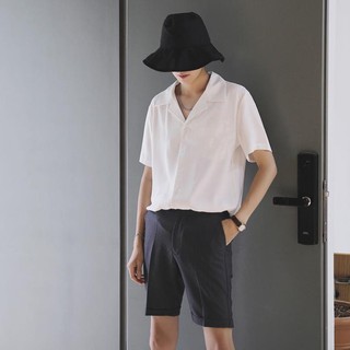 Áo sơ mi tay ngắn nam nữ form rộng, sơ mi cổ vest unisex Hàn Quốc, chất vải lụa dãn