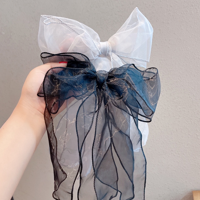 Kẹp Tóc Nơ Lớn Màu Trơn Phong Cách Hàn Quốc Thời Trang Cho Nữ