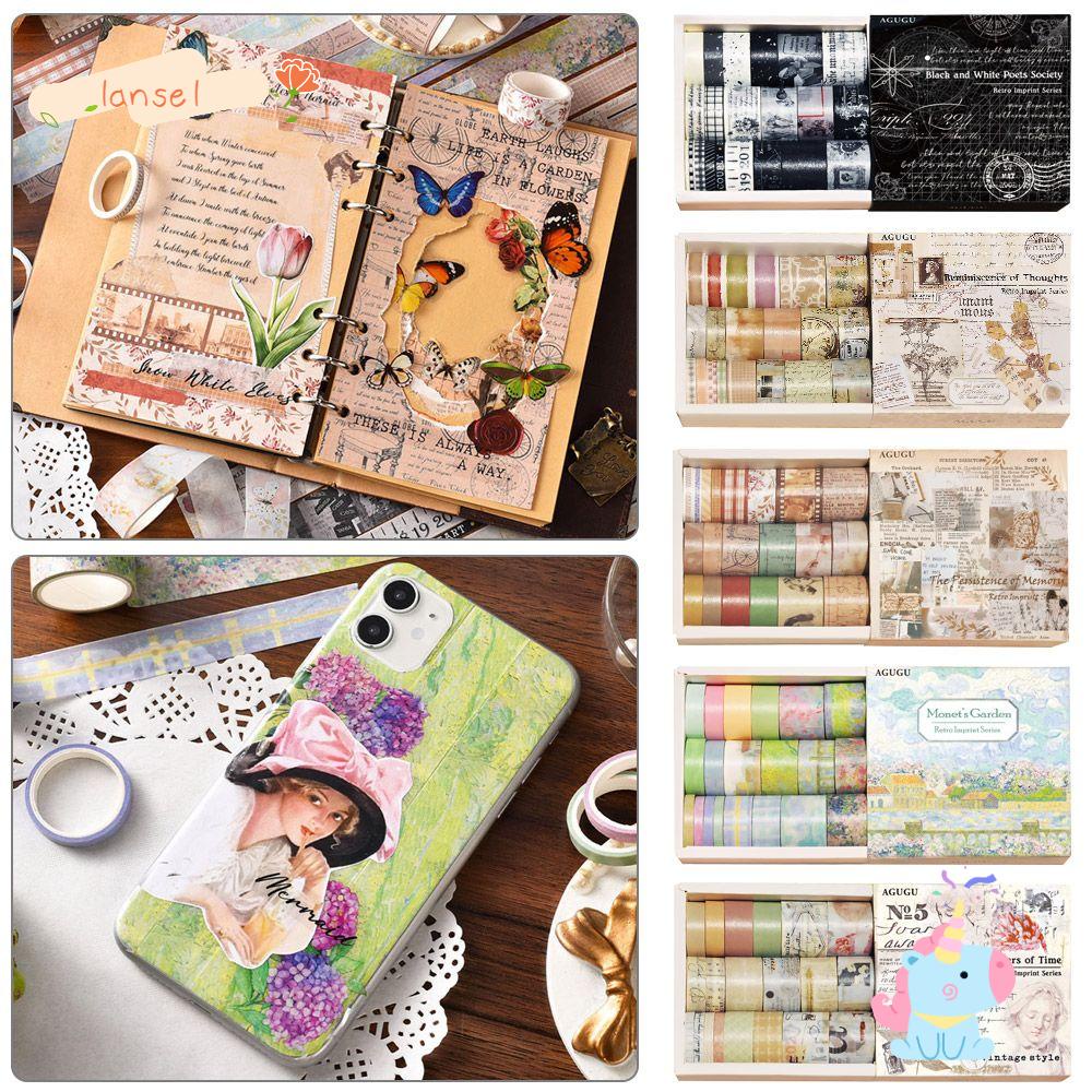 Set 20 Cuộn Băng Dính Washi Nhiều Họa Tiết Dùng Trang Trí Sổ Tay DIY