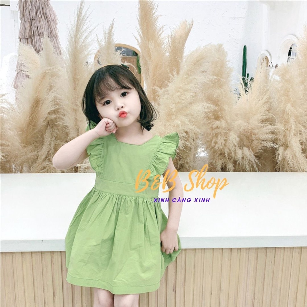 Đầm Trẻ Em Bèo Vai Cổ V  Thân Sau Váy Bé Gái Sát Nách Cực Xinh Hàng Chuẩn Cao Cấp  Bao Đổi Trả Mua Hàng Được Tặng Quà