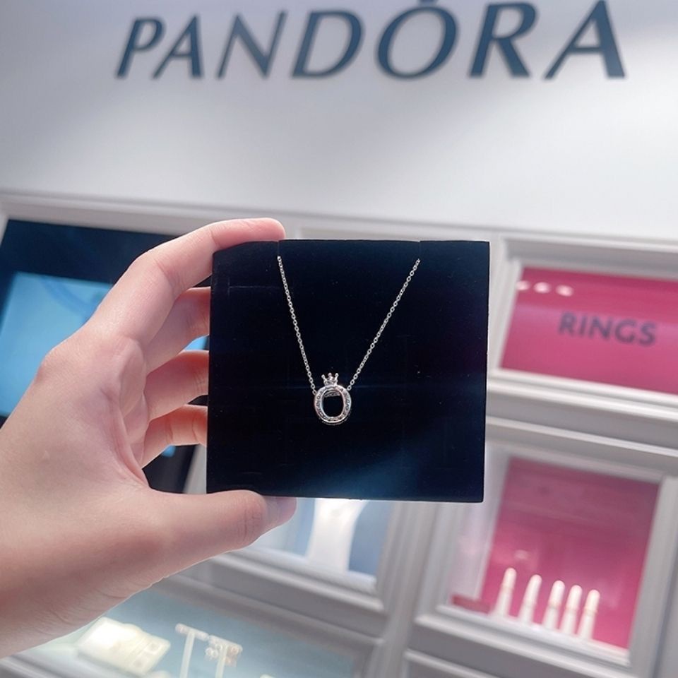 Vòng cổ Pandora Mạ Bạc 925 Mặt Hình Vương Miện Thời Trang Cho Nữ