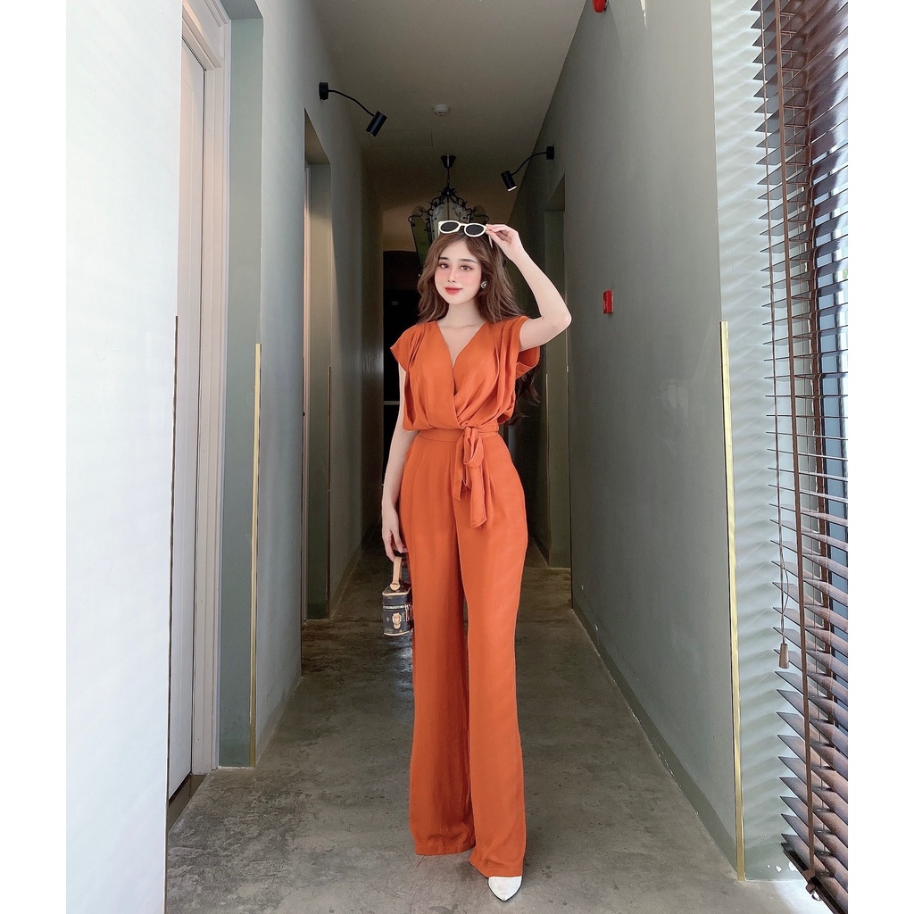 Bộ Quần Áo Nguyên Set Quần Phối Áo Xếp Ly Vai Quần Suông Màu Xanh Nude Cam Hàng Hiệu Form Dáng Chuẩn Thoải Mái Sành Điệu | BigBuy360 - bigbuy360.vn