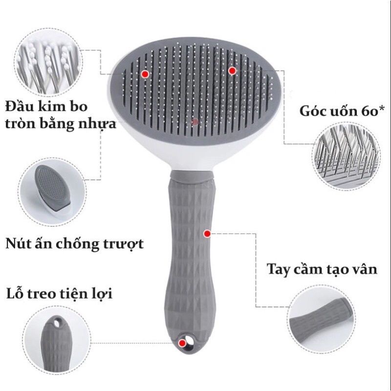 Lược chải lông cho chó mèo có nút bấm cao cấp