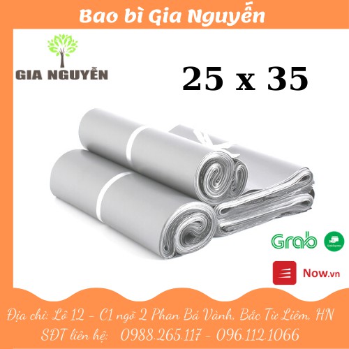 Túi gói hàng niêm phong tự dán 25x35 màu xám bạc - bao bì Gia Nguyễn