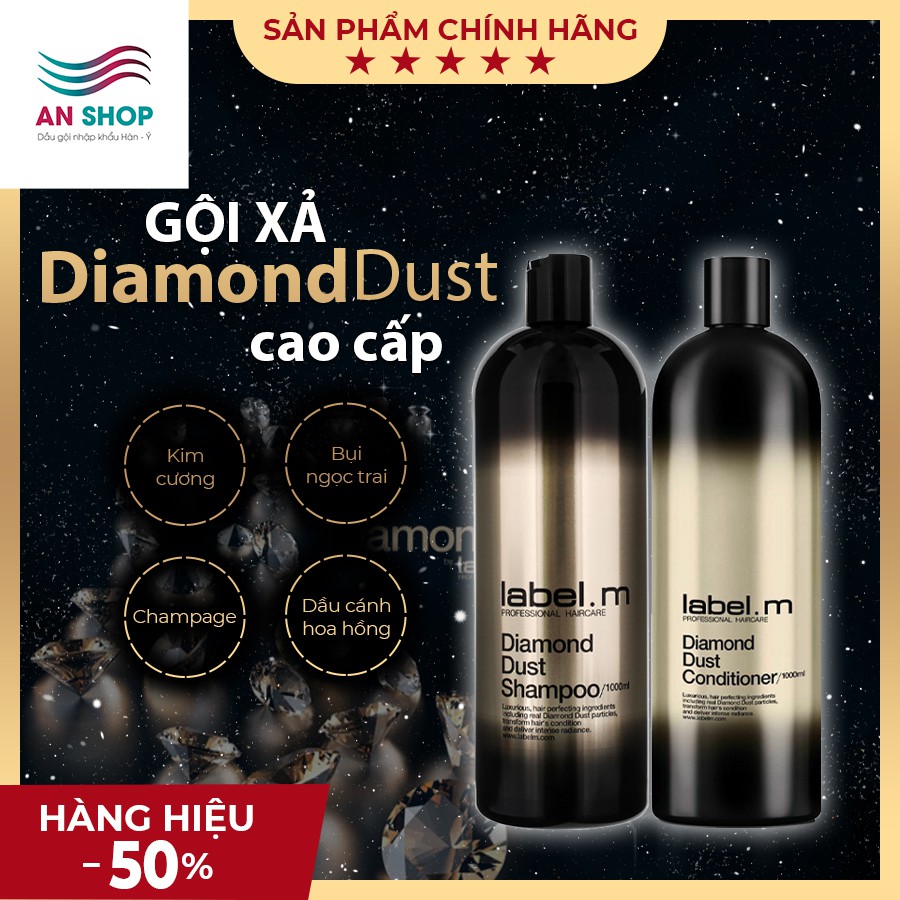 DẦU GỘI XẢ MỀM MƯỢT KHÔNG GÂY NẶNG TÓC LABEL.M DIAMOND DUST SHAMPOO/ CONDITIONER 1000ML