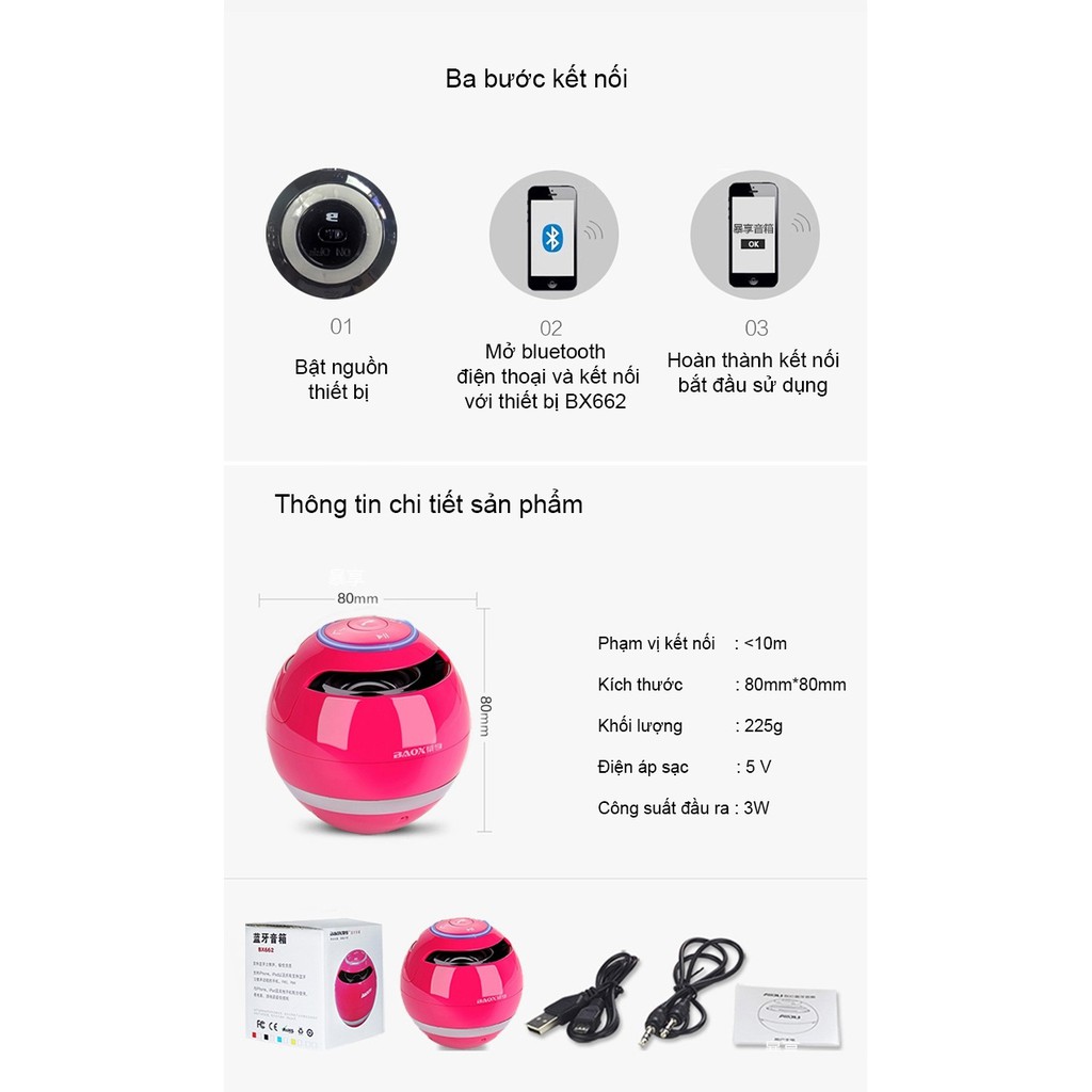 Loa Bluetooth Mini  dạng trứng Bluetooth 360 - Model GS009 hỗ trợ cắm thẻ nhớ và đàm thoại nhiều màu Phặn Phặn