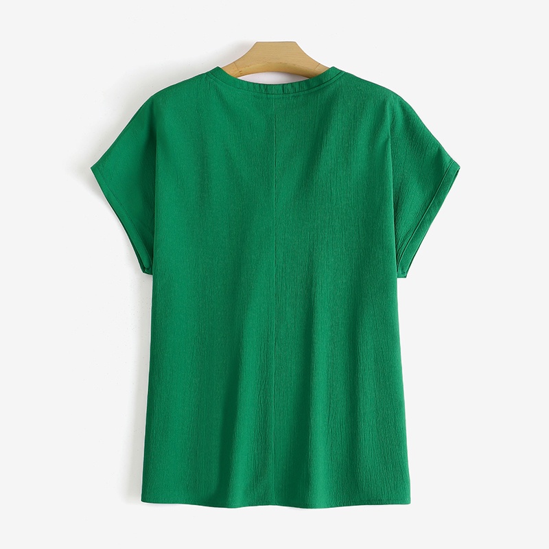 Áo thun ZANZEA ngắn tay cổ chữ V màu trơn đơn giản dễ phối đồ cho nữ