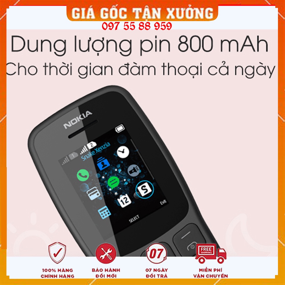 🔥Free ship🔥 Điện thoại Nokia 106 Dual Sim chính hãng main zin, màn zin Bảo hành 06 Tháng 🔥Free ship🔥