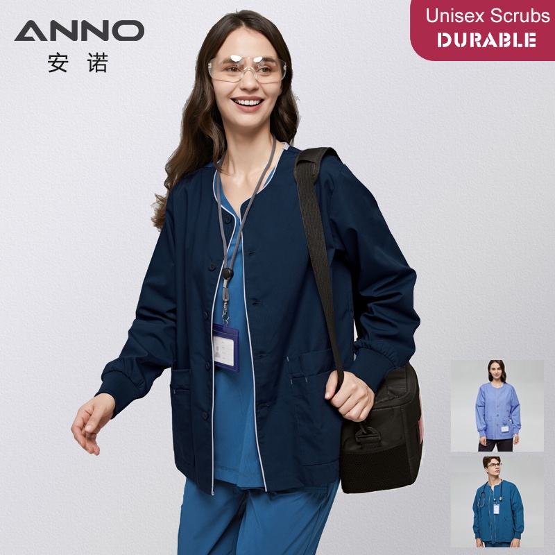 Tay áo dài Tẩy tế bào chết y tế Trang phục áo khoác Y tá ngoài áo khoác Bệnh viện Nhân viên điều dưỡng Đồng phục Quần áo phẫu thuật mùa thu mùa đông