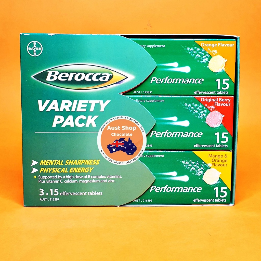 Viên Sủi Berocca HÀNG ÚC hộp 45v - OZ - Aust Shop Chocolate