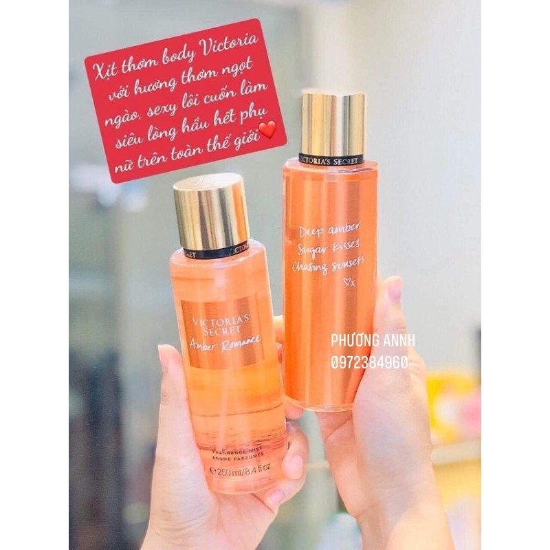 Body Mist Victoria's Secret AMBER ROMANCE AUTHENTIC | Thế Giới Skin Care