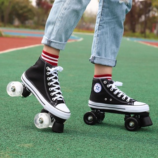 Giày Trượt Patin Bốn Hàng Bánh Xe Bằng Vải Canvas Thoáng Khí
