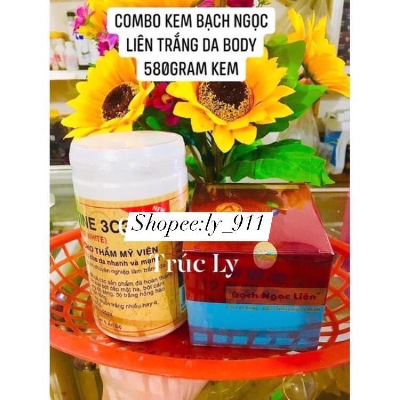 (Hàng chuẩn) Combo Kem Bạch Ngọc Liên pha kích trắng 3c3 abutine Thái Lan 580gram