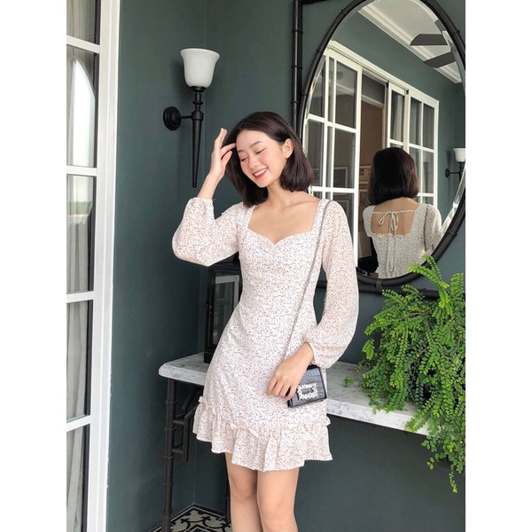 GORGEOUS - ĐẦM HOA TAY DÀI CÓ BÈO - LILY DRESS