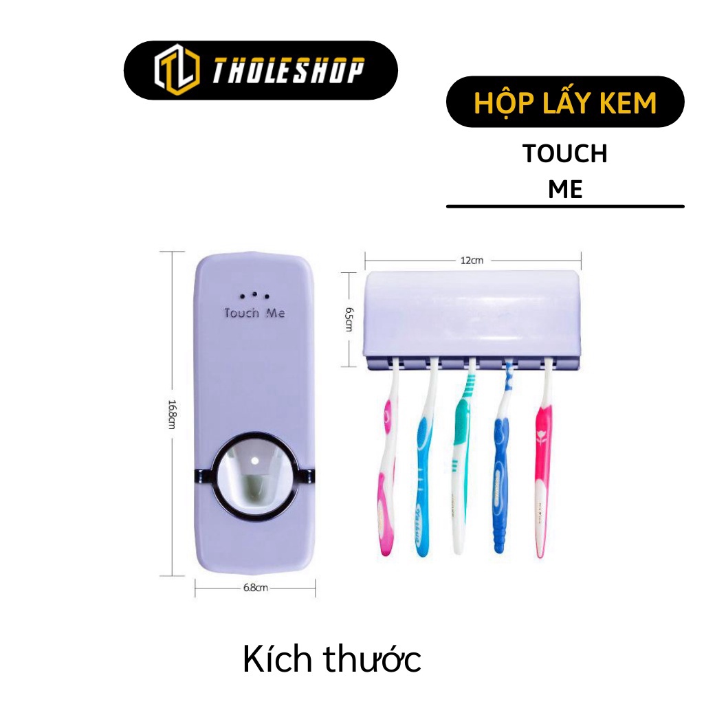 Combo hộp nhả kem và giá treo bản chải đánh răngGIGAHOME Dụng cụ Đựng Kem Đánh Răng Tự Động Touch Me dán tường