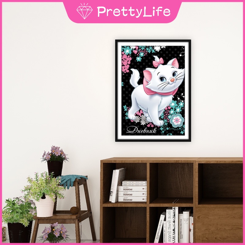 Bộ Tranh Đính Đá 5D Tự Làm 30x40cm Hình Mèo Hoạt Hình Đáng Yêu