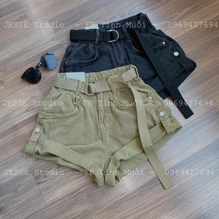 Quần short jean nữ cạp cao tặng kèm đai lưng