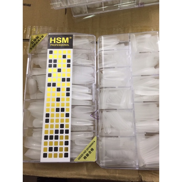 Móng úp nhám tay chân HSM- Hàng Chính Hãng Chuẩn Loại 1, Hộp 500 móng nhám sẵn chuẩn fom bền dẻo