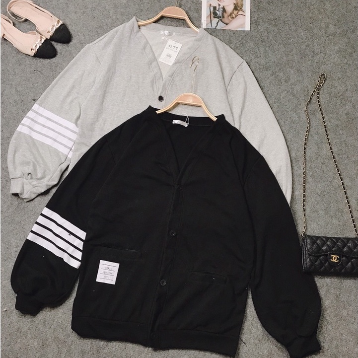  Áo Cadigan dáng rộng kẻ vạch tay nỉ da cá dày mịn đẹp cho nam nữ | BigBuy360 - bigbuy360.vn