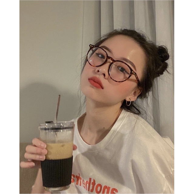 Kính Giả Cận, Gọng Kính Cận Nam Nữ Mắt Tròn Classic Viền Dày Dẻo Han Quoc JOLIE EYEWEAR 3375 chống ánh sáng xanh, UV400