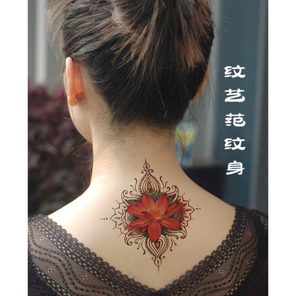 [ SIÊU GIẢM GIÁ TATTOO NỮ ] Hình xăm dán tatoo hoa đỏ lưng - miếng dán hình xăm đẹp dành cho nữ