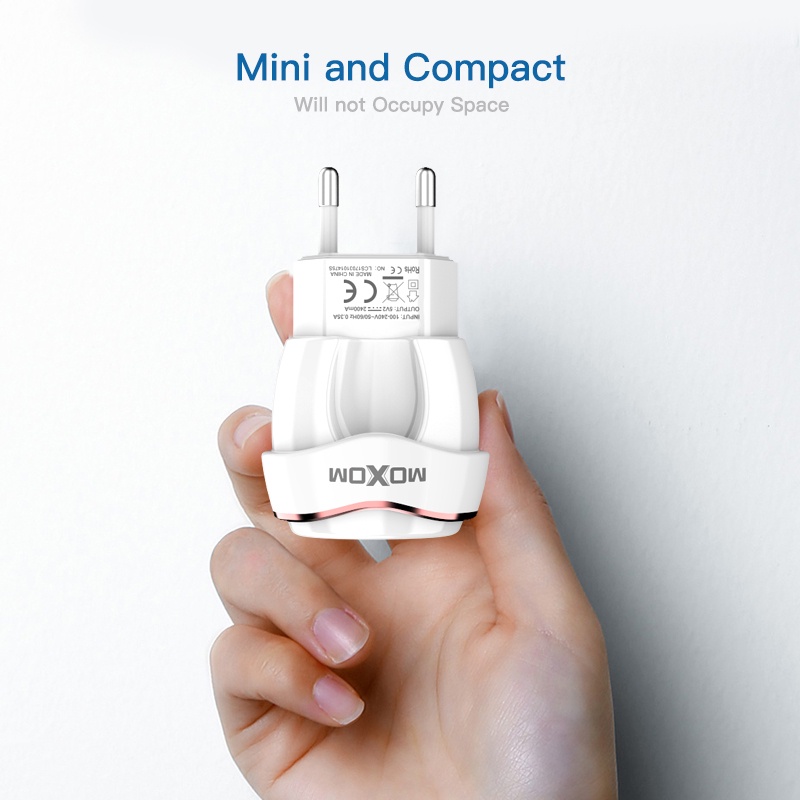 Bộ sạc nhanh AUTO-ID MOXOM KH35 2.4A cổng USB tích hợp sạc thông minh