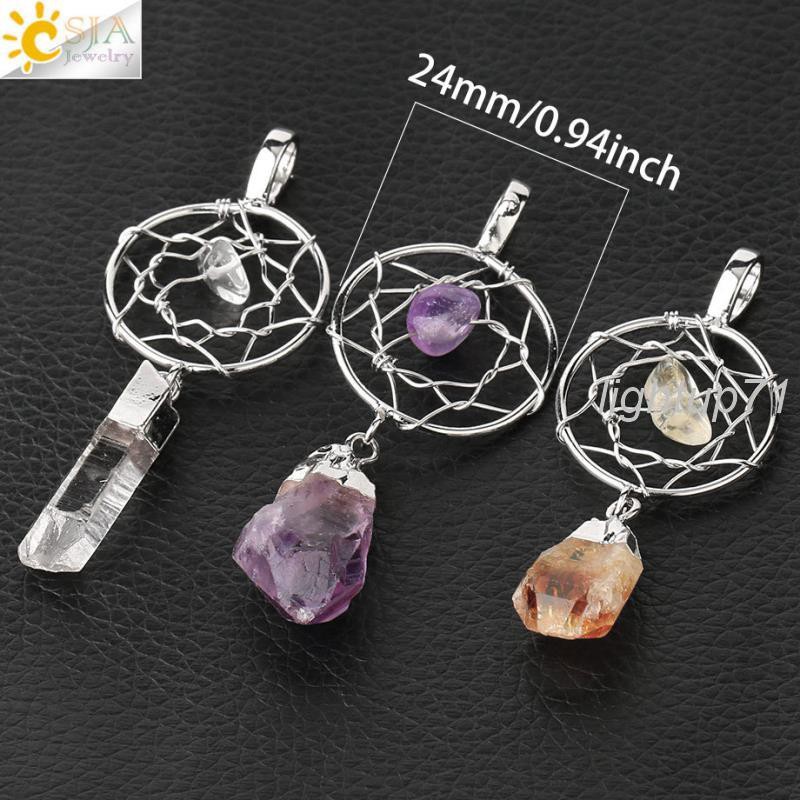 Dây Chuyền Mặt Dreamcatcher Đính Đá Pha Lê Tự Nhiên