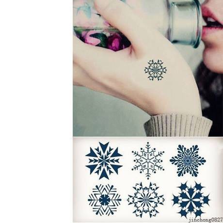 Hình xăm dán noel cánh chim và ngôi sao hoa tuyết 10x6cm