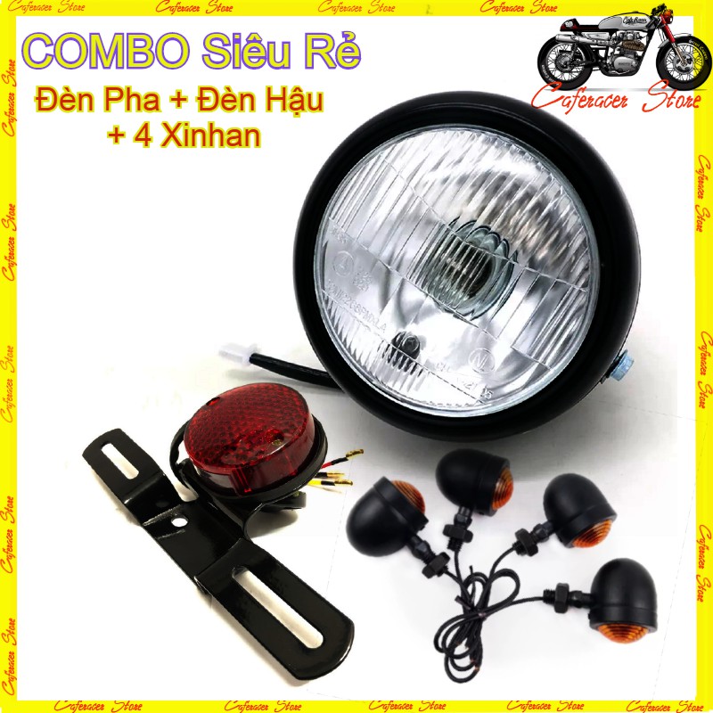 ⭐⭐⭐⭐⭐[COMBO] TRỌN BỘ : ĐÈN PHA (kính trắng) +  ĐÈN HẬU TỔ ONG + 4 XI NHAN BÉ , hàng chất chuyên độ xe  win , honda 67..