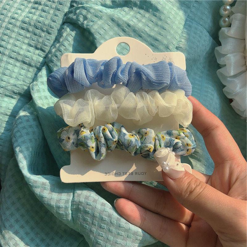 Set 3 dây buộc tóc họa tiết hoa thời trang mùa xuân dễ thương