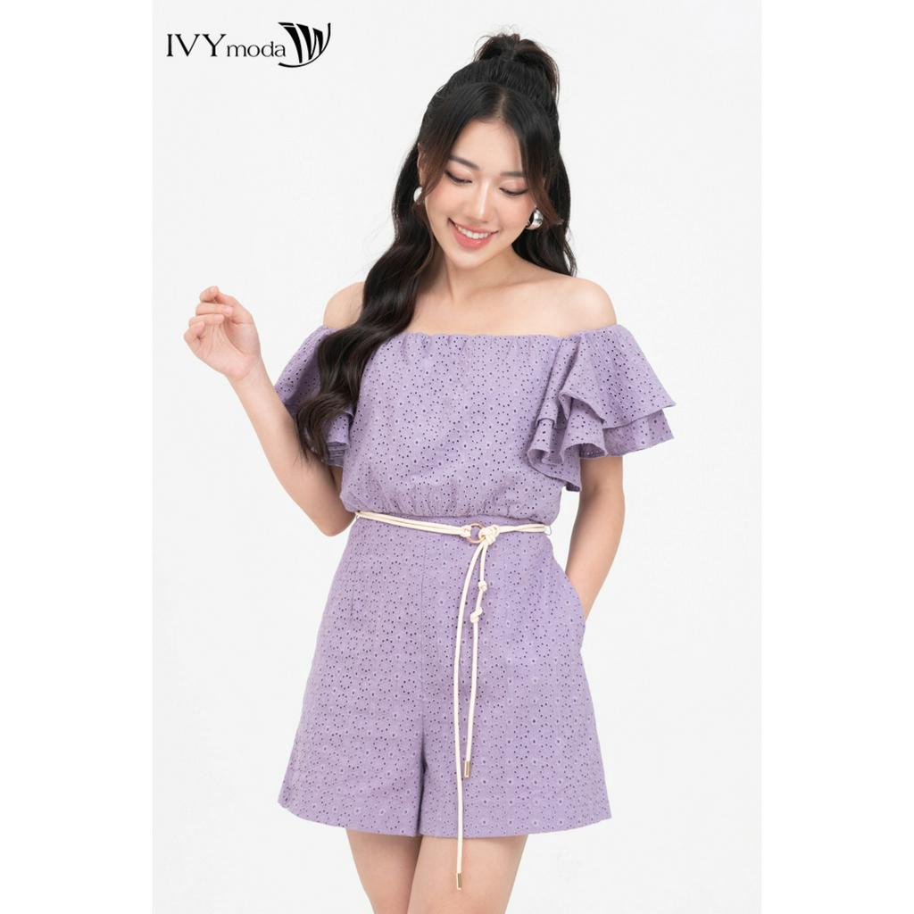 Jumpsuit trễ vai tay bèo nữ IVY moda MS 18M8348