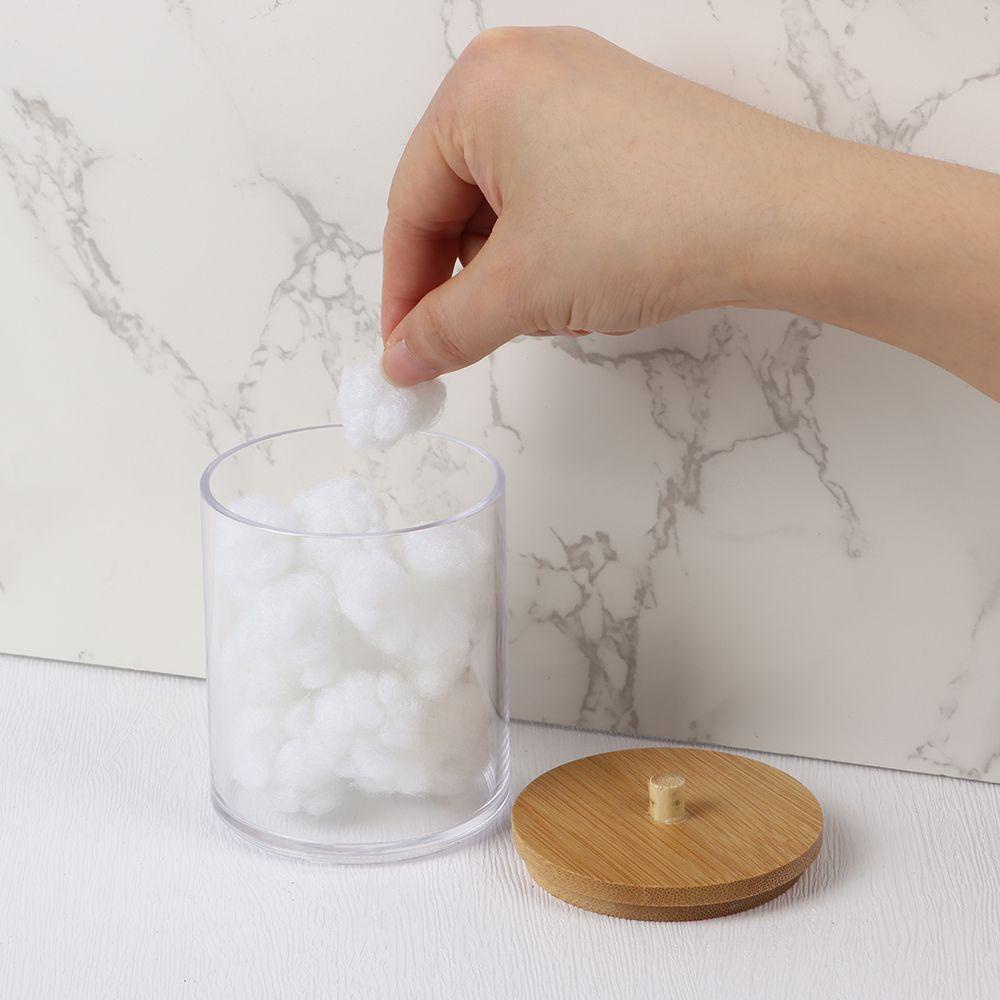Hộp Đựng Tăm Bông Trang Điểm Bằng Acrylic Hình Tròn Giá Đỡ