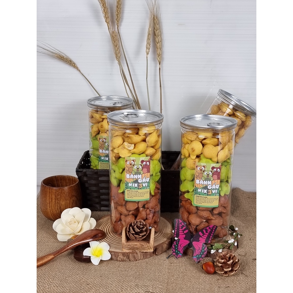 Bánh gấu nhân kem mix 3 vị Truyền thống, Socola, Chùm ngây 420g - H FOODS