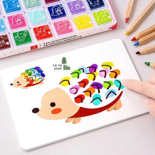 Màu Vẽ Ngón Tay Finger Album Kèm 30 Tranh Hình , Màu Vẽ Diy Finger An Toàn Cho Bé Dễ Dàng Rửa Bàng Nước Sạch