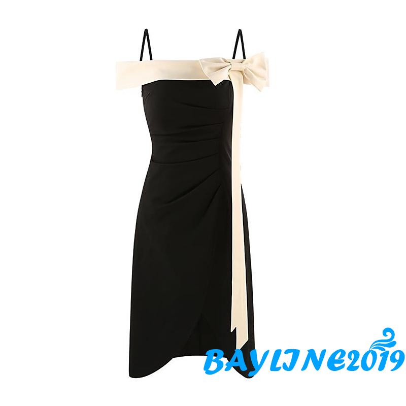 Đầm Hai Dây Dáng Dài Ôm Eo Đính Nơ Kiểu Pháp Thời Trang Mùa Hè Cho Bạn Gái