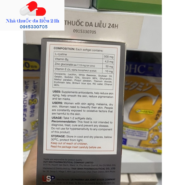 PROSKIN CARE VIÊN UỐNG ĐẸP DA TÓC MÓNG VỚI lcystine