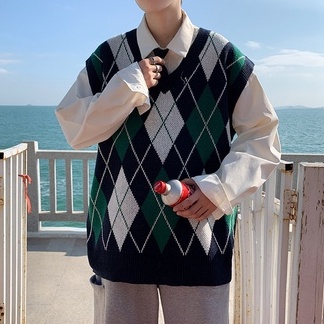 Áo len gile nam form rộng, Áo gile len nam form rộng thời trang Hàn Quốc