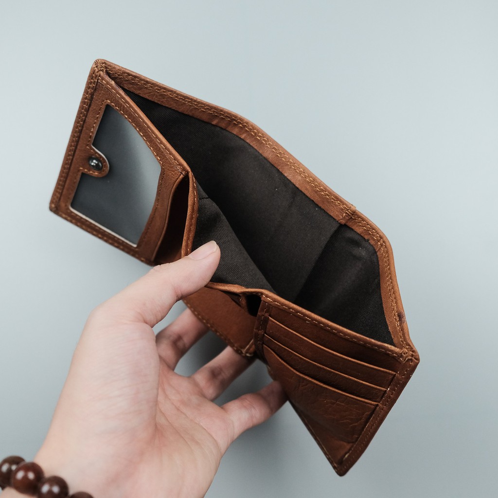 Ví da Mini nam nữ Genuine Leather gập 3 đựng thẻ ngân hàng, card, tiền.. nhỏ gọn, thời trang V005