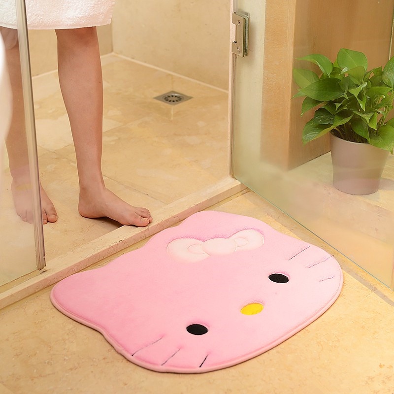 Thảm Lót Sàn Bằng Lông Cừu Dày Chất Lượng Cao ✨Thảm Chùi Chân Hình Hello Kitty Bằng Lông Nhung Dễ Thương Xinh Xắn✨Thảm Lót Sàn Nhà Tắm Chống Trượt Thấm Hút Tốt