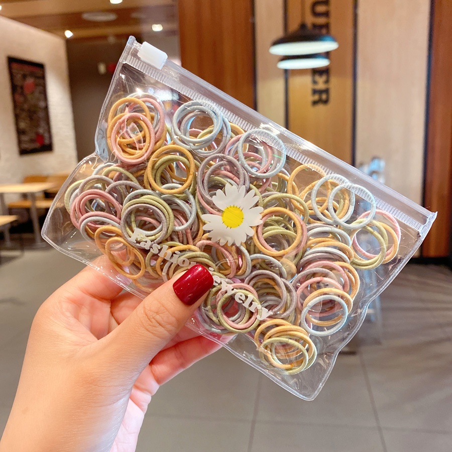 Set 100 Dây Buộc Tóc Nhiều Màu Sắc Phong Cách Hàn Quốc Cho Nữ