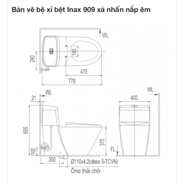 Bồn cầu INAX AC-909VRN-1 chính hãng,miễn phí vận chuyển hcm