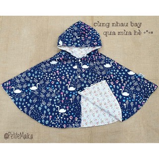 Áo khoác chống nắng, MẶC ĐƯỢC 2 MẶT, ĐỦ SIZE, áo choàng mặc 4 mùa, poncho, cánh dơi cho bé, mẫu M7, thiên nga