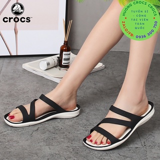 Dép lê crocs swiftwater wave cho nữ màu đen hàng chuẩn xịn full box