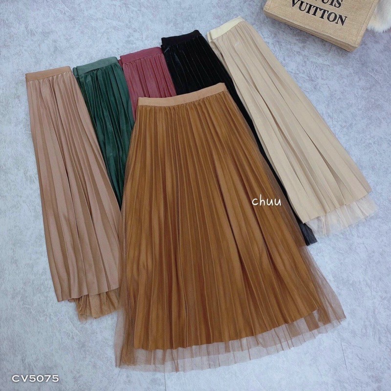 TH-BÁN SỈ CHÂN VÁY XẾP LY LƯỚI MẶC 2 MẶT CỰC ĐẸP CHO NỮ