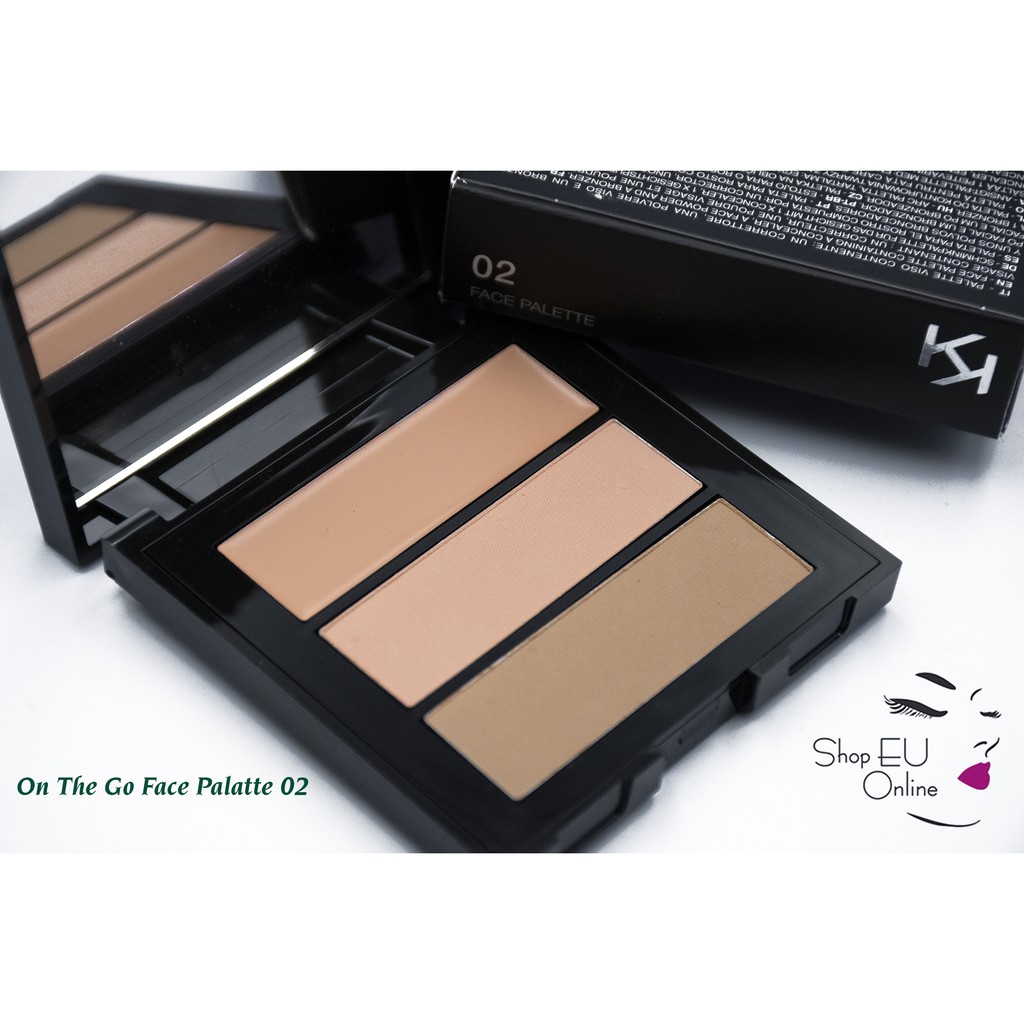 Phấn phủ kiko + Kem che khuyết điểm tiện lợi mini - ON THE GO FACE PALETTE: 2 phấn phủ + 1 kem che chuyết điểm