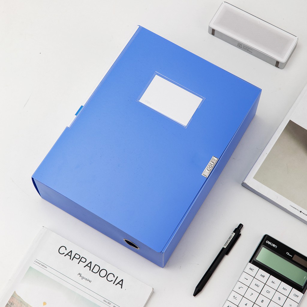File hộp Deli - 5cm/7cm/10cm/15cm - chất liệu PP tốt - Xanh dương - 1 chiếc - W31115 / W31116 / W38117/W38118