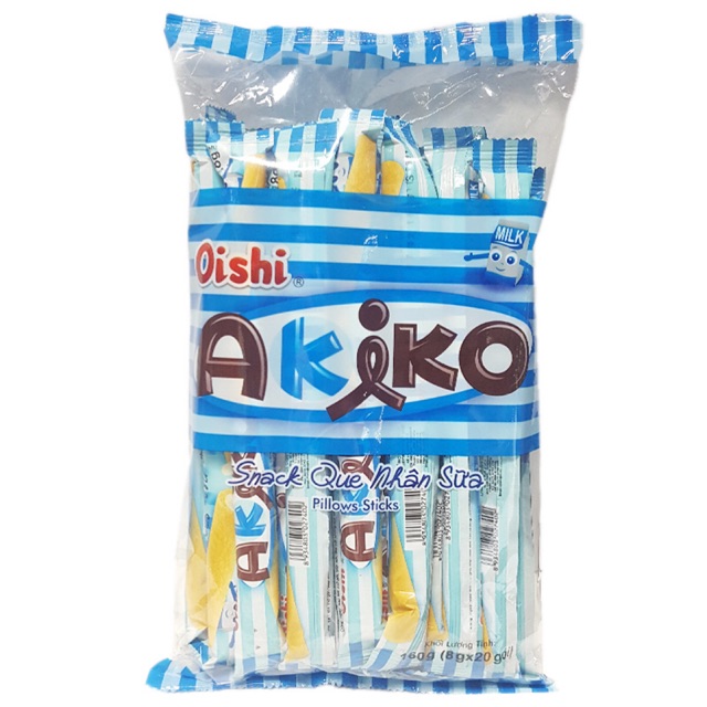 Bánh que nhân sữa Akiko gói 160g (20 gói x 8g)