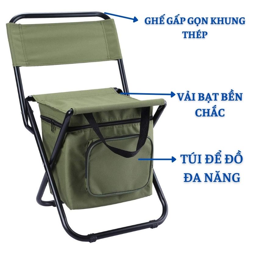 Ghế Xếp Du Lịch Gấp Gọn Đi Dã ngoại Cắm Trại Ngồi Câu Cá Khung Thép Chịu Lực 260 Kg VIE.PRO-G8